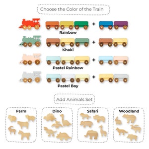 Freight Train With Dinosaurs Wooden Toys For Toddlers Dino Birthday Gift For Kids Sensory Toys Baprtism Gifts Montessori Preschool Toys image 9