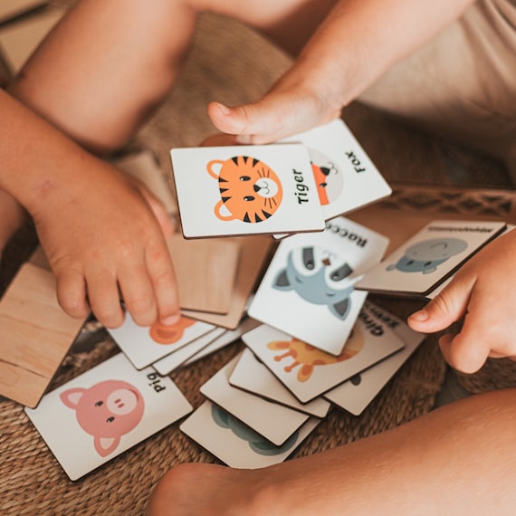 Wood Memory Game for Kids Matching Cards Wood Montessori Toys