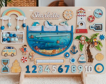 Montessori Busy Board Ocean Theme LARGE Busy Board for Kids Toddler Busy Board 1 2 3 Year Old Creative Personalized Gifts 1 Year Old Gift