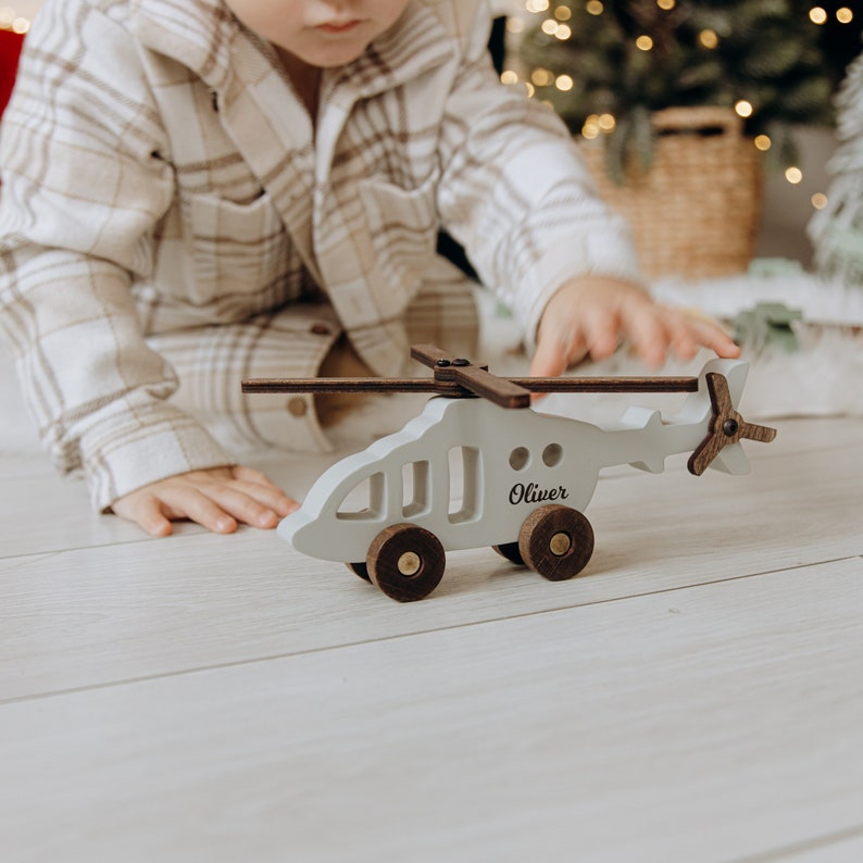Wooden Toy Fighter With Name. Military Planes And Vehicles. Personalized Toy Cars. 1st Birthday Boy. Montessori Toys. Baby Christmas Gift. image 4