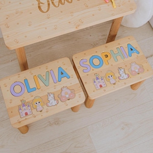 Cute Stool With Name. 1st Birthday Girl Gift. Granddaughter Gift From Grandparents. Montessori Stool. Toddler Step Stool. Nursery Furniture.