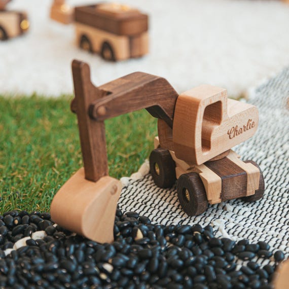 Toy Construction Excavator Handmade Wooden Construction Toy