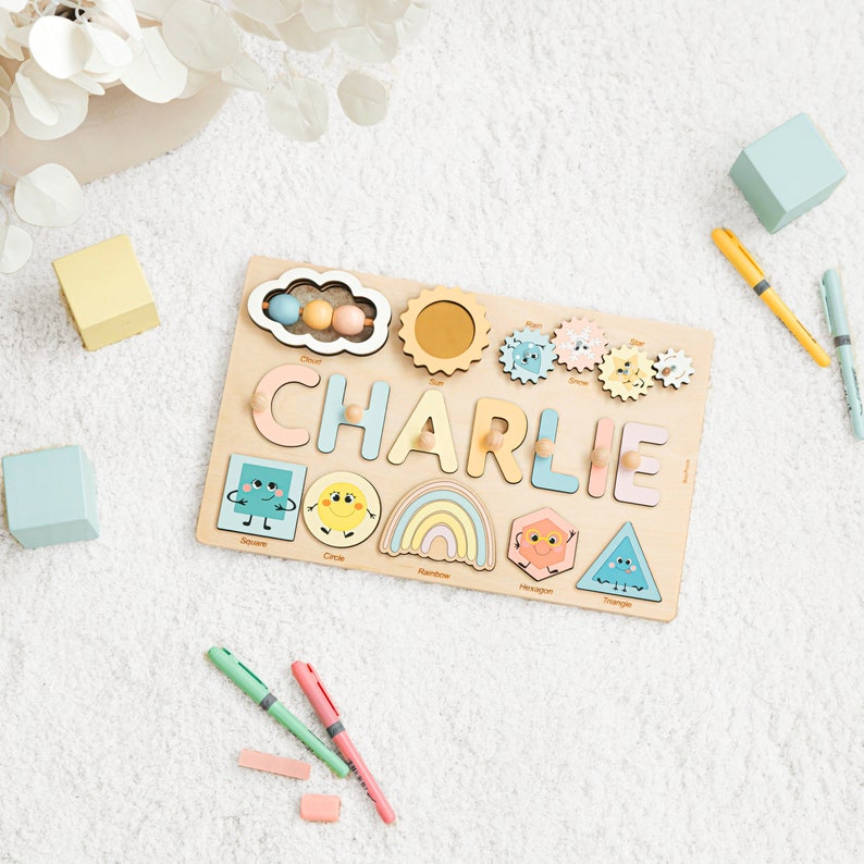 Personalized Busy Board Custom Birthday Baby Gift Wooden Name Puzzle Educational Toys For Kids Montessori Board Sensory Toys For Toddlers image 3