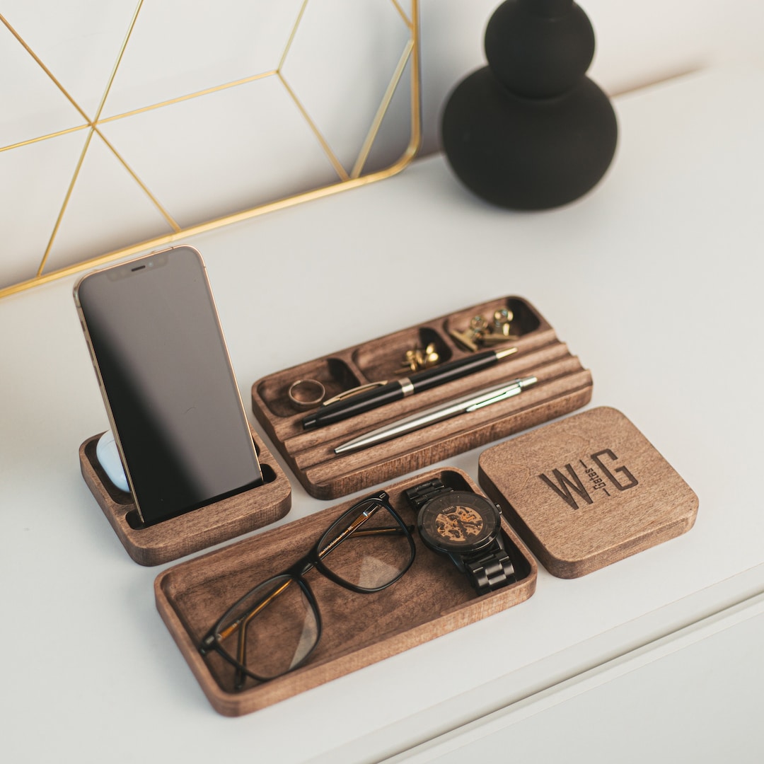 Personalized Desk Organizer for Men Anniversary Gift Him Fathers Day ...