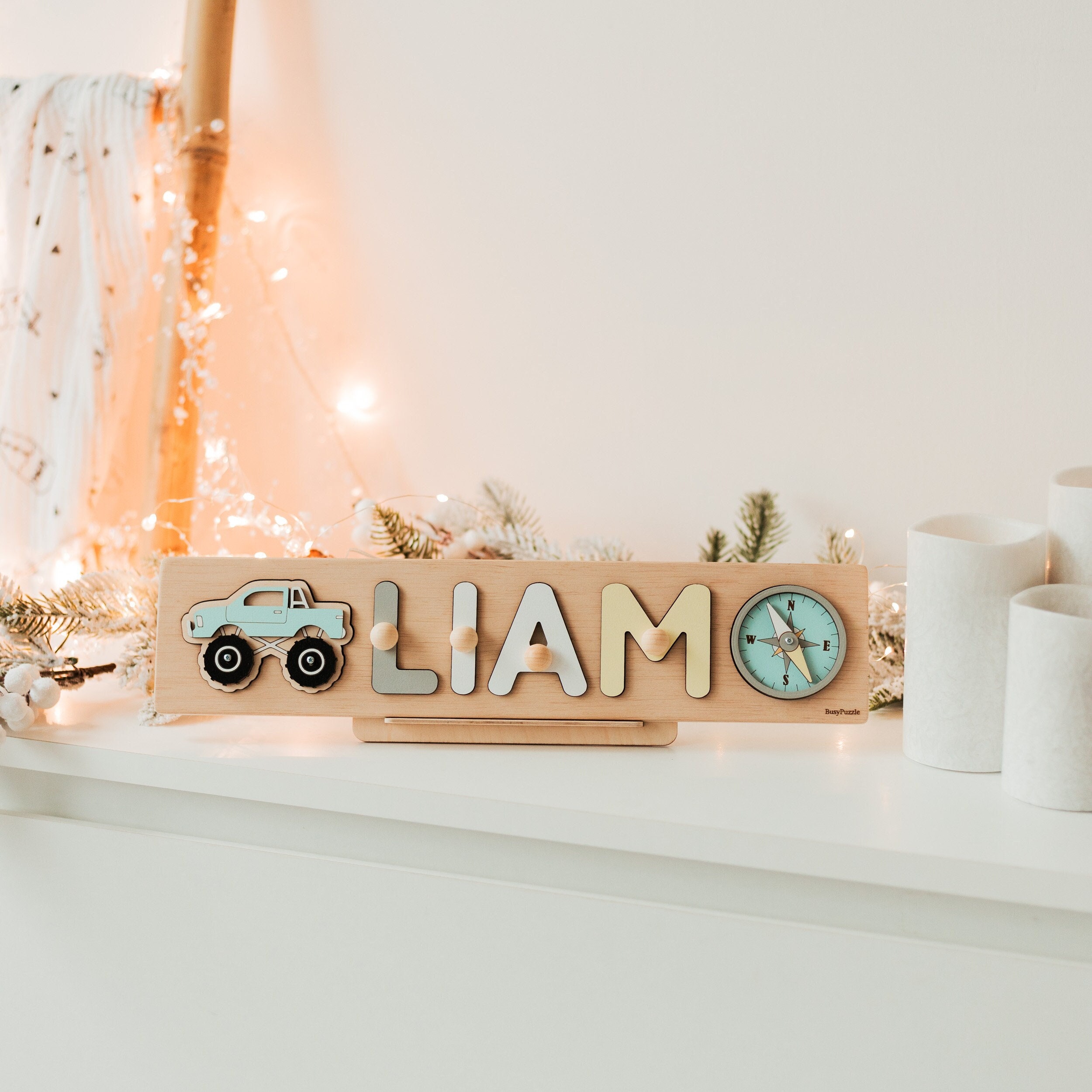 Personalized Name Puzzle, Baby Boy Gift, Ocean Nursery Decor, Montessori Toys for Child, 1st Birthday Gift, Wooden Sensory Toy, Newborn Gift
