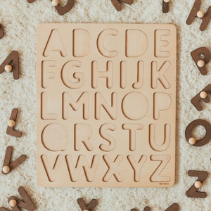 Natural Wooden Alphabet Puzzle, Easter Gifts For Kids image 4