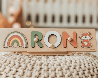 Personalized Name Puzzle Montessori Toys 1st Birthday Girl Custom Wooden Name Puzzle First Christmas Gift For Toddlers Gift For Kids