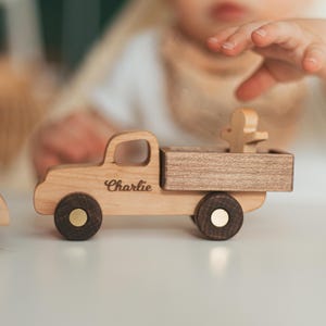 Wooden Toy Truck With Name. Cars For Toddlers. Keepsake Baby Gift. 1st Birthday Boy Gift. Sensory Toys. Kids Pretend Play. Baptism Boy Gift.