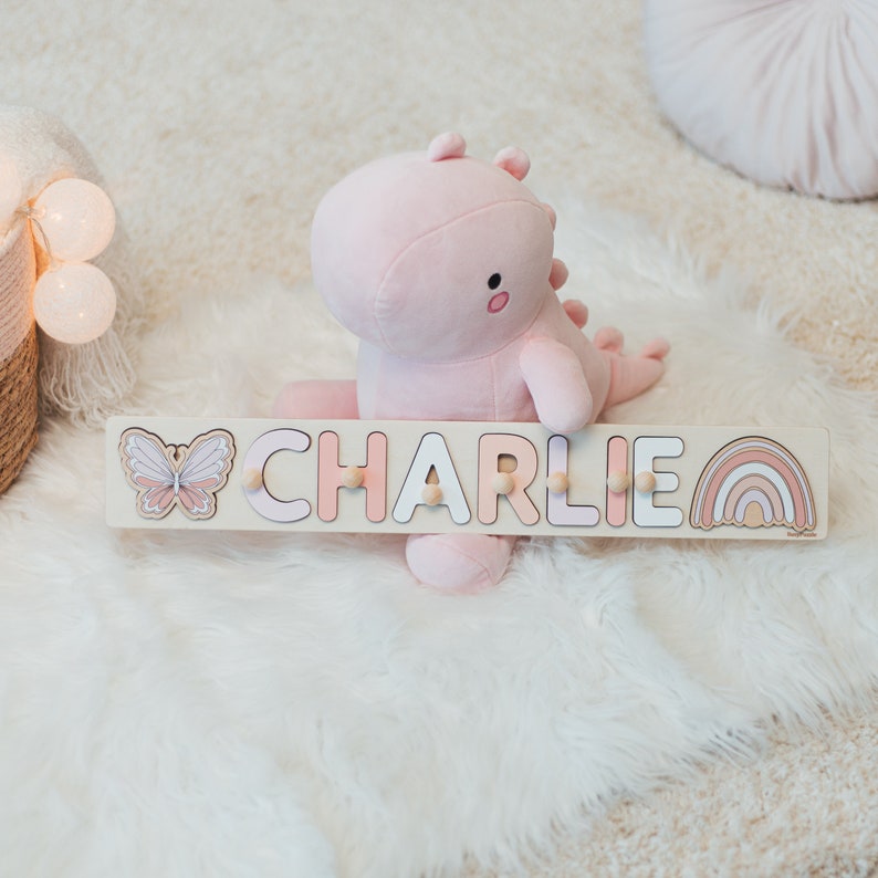 Personalized Name Puzzle With Pegs New Christmas Gifts for Kids Baby Shower Wooden Toddler Toys and Games First Birthday 1st Girl and Boy image 10