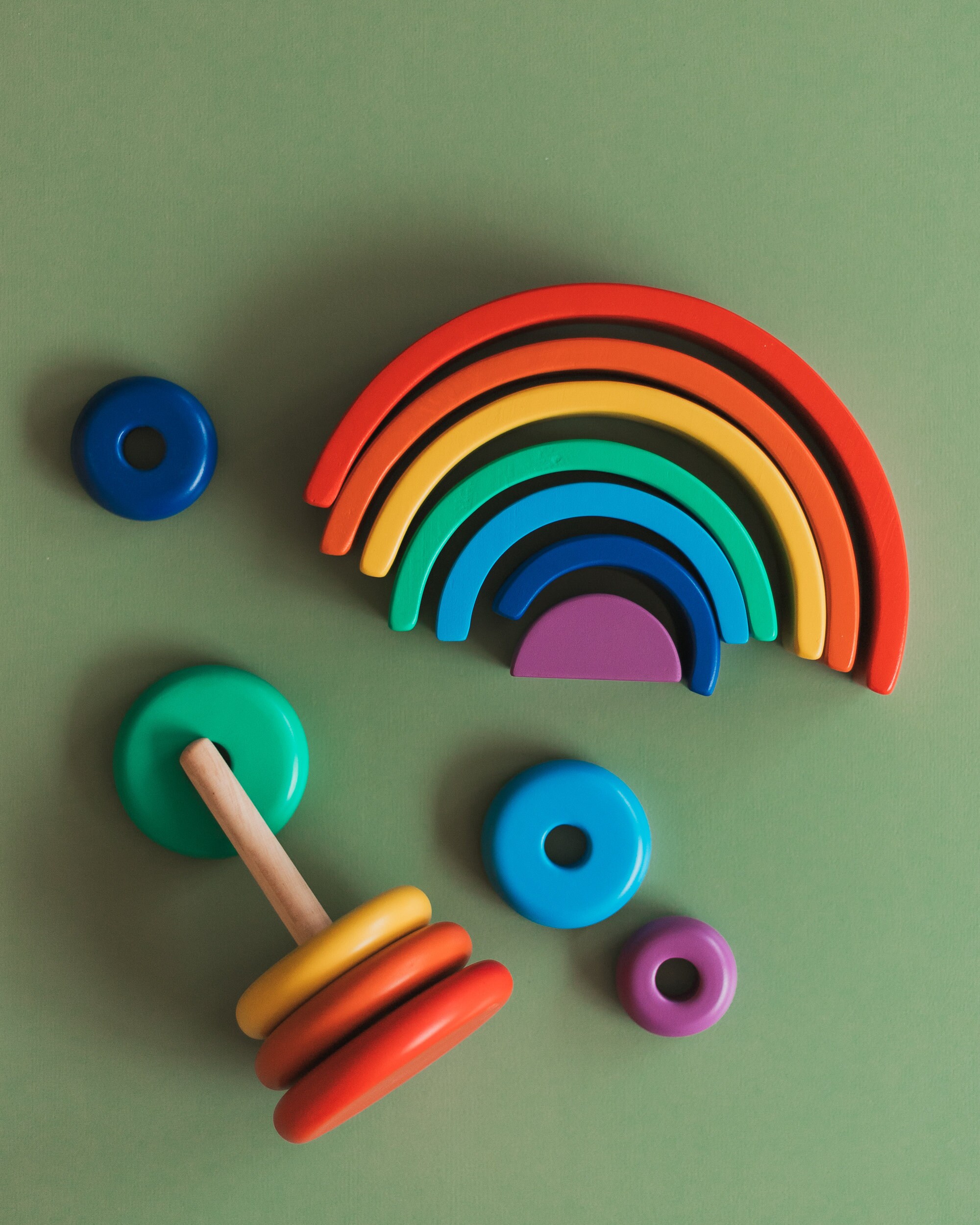 Large Wooden Bright Rainbow Stacker Toy 