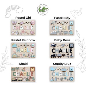 Houten bezig bord Gepersonaliseerde naampuzzel Cadeau voor babymeisje Kinderkamerdecoratie Eerste kerstcadeau Houten speelgoed 1e verjaardagscadeau afbeelding 5