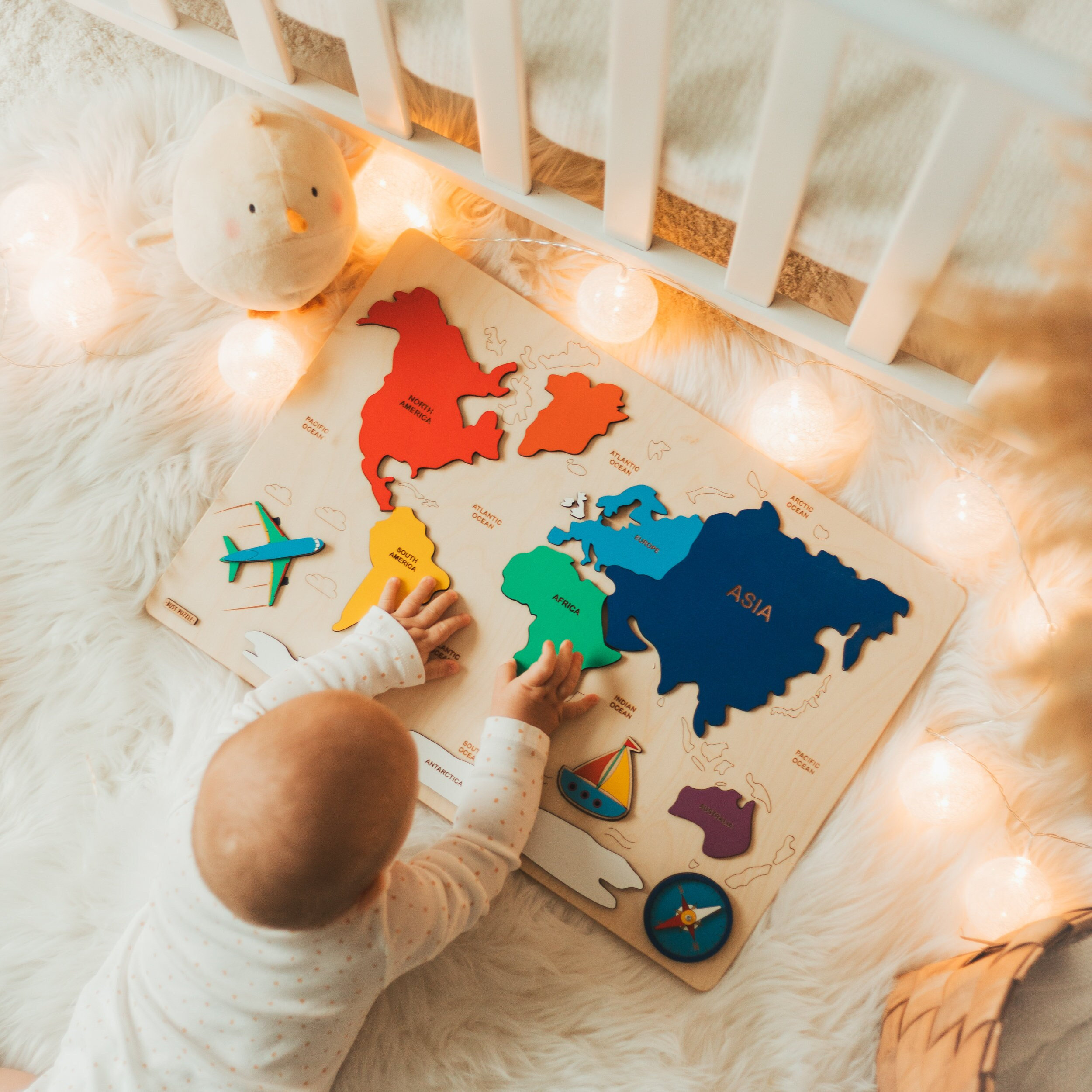 Kids Wooden World Map Study of Geography Montessori Toys | Etsy