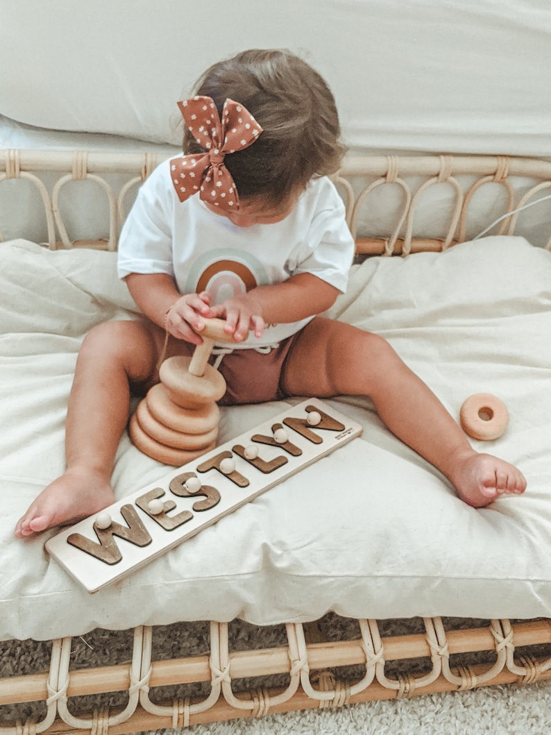 Natural Wood Toy Toddler Baby Toy Ring Stacker Easter Baby Gift Montessori Toy Wooden Pyramid Pyramid Toy Wooden Stacking Toy