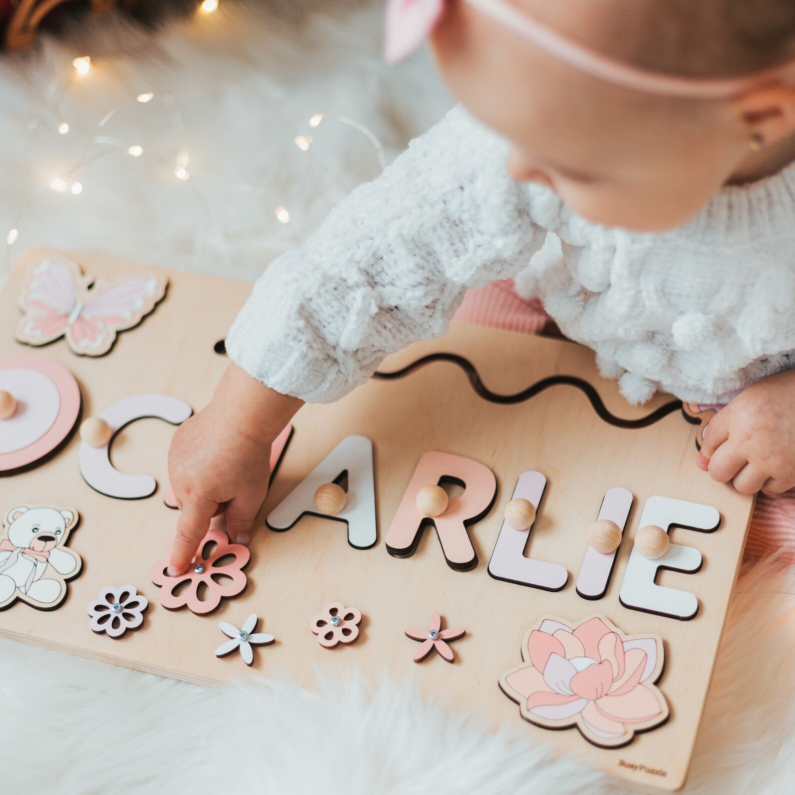 Wooden Busy Board Personalized Name Puzzle Baby Girl Gift - Etsy
