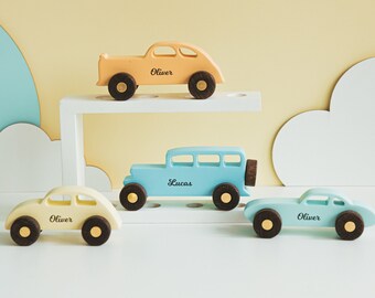 Wooden Car Model Baby Boy Gift Baby Present Personalized Mini Toy Car Wooden Auto Track Preschool Toys Cars With Name Eco Friendly Toys