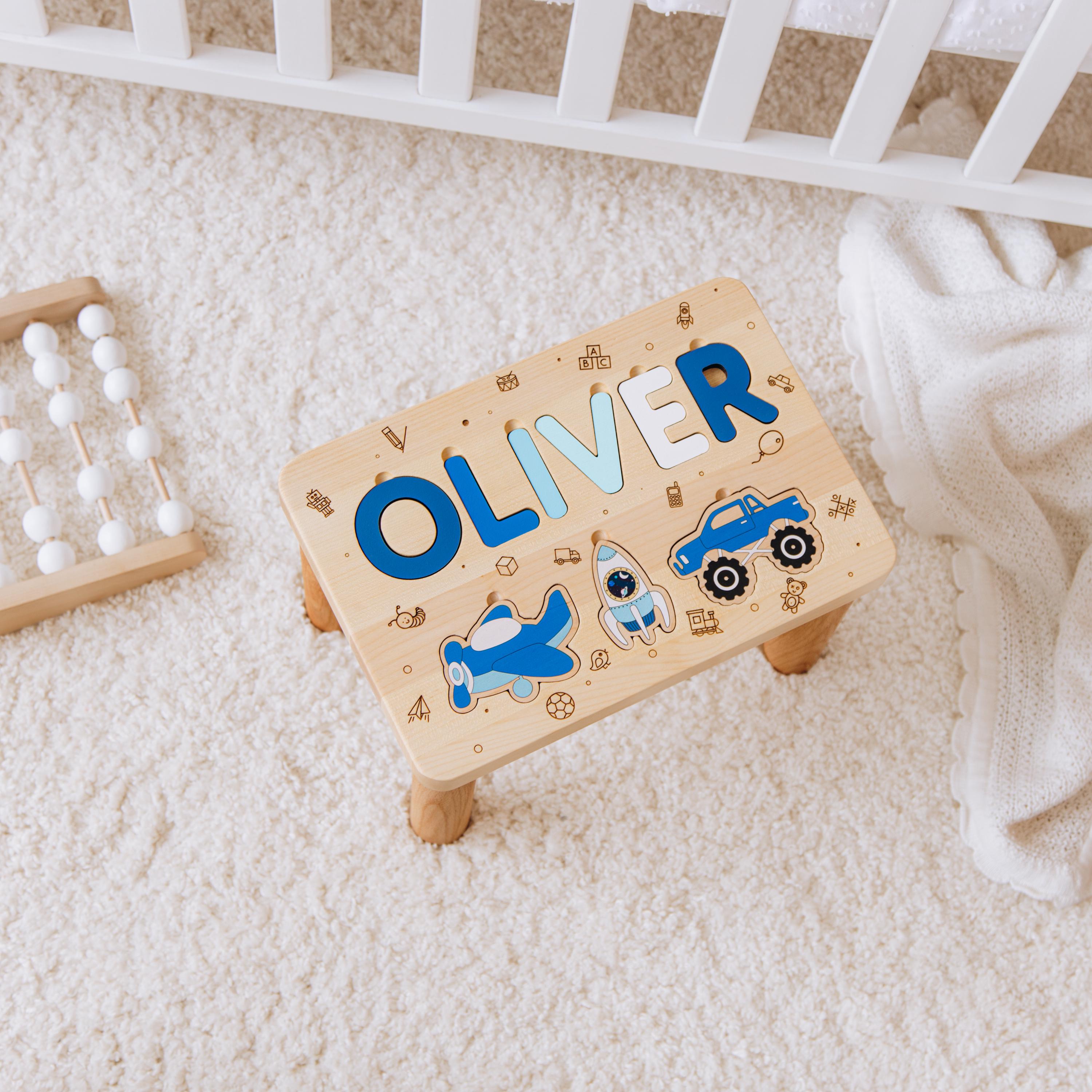 Custom Name Puzzle Stool Puzzle Step Stool First Birthday Gift Baby ...