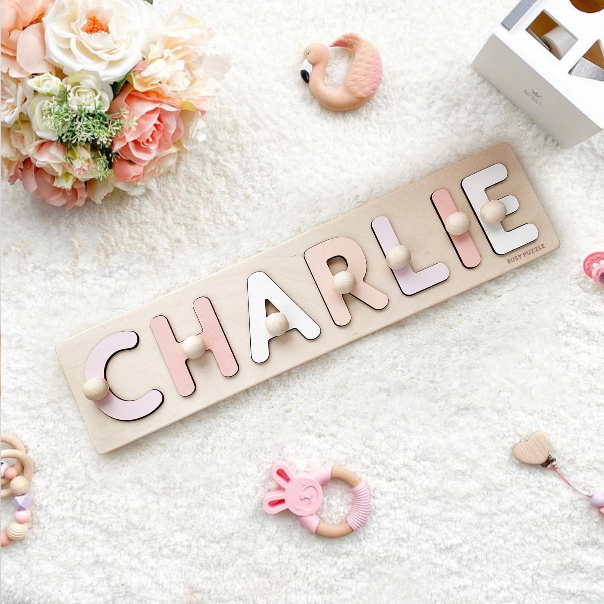 Name Puzzle With Pegs, Baby Girl Gift, Personalized Wooden Toys, Baby Shower, Christmas Gifts for Kids, Wood Toddler Toys, First Birthday