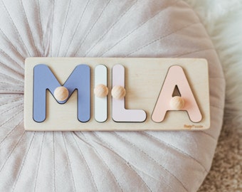 New Baby Gift Wood Name Puzzle for Toddler Personalized Baby Gift Birthday Gift for Kids First Birthday Gift for Baby Boy Baby Girl