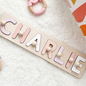 Personalized Name Puzzle With Pegs | New Christmas Gifts for Kids Wooden Toys Baby Shower Custom Toddler Toys First Birthday 1st Gifts
