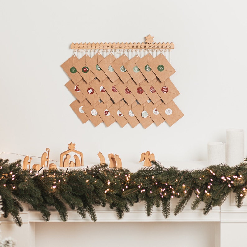 Reusable Advent Calendar. Holiday Home Decor. Christmas Countdown. Wooden Nativity Scene Set. Rustic Seasonal Decor. Christmas Family Gifts. image 5