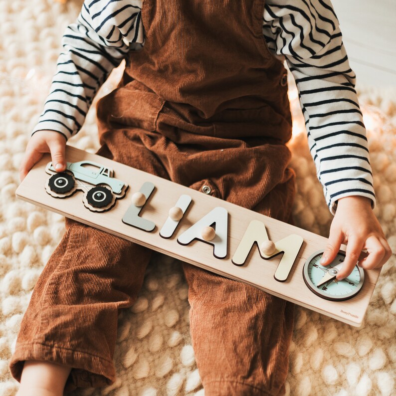 Natural Wooden Puzzle Baby Name Puzzle with Pegs Custom Gifts For Kids 1st Birthday Montessori Toys Premium Quality Toy Nursery Decor image 4