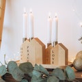 4 Advent Weeks Hope Joy Peace Love Candleholders Christmas Countdown Holiday Home Decoration Christmas Accents Wooden Candle Holders