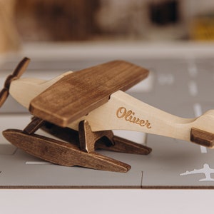 Wooden Toy Fighter Plane. Kids Waldorf Toys. Birthday Boy Gift. Airplane Toy For Toddlers. Preschool Toy. Baby Christmas Gift Personalized. image 7