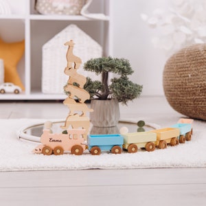 Personalized Freight Toy Train With Animals. Custom Birthday Gift For Kids. Fidget Toys For Toddlers. Sensory Toys. Baby Boy & Girl Gifts. image 9
