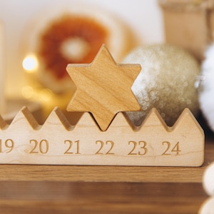 Calendario de cuenta regresiva de Navidad de madera con estrella, regalo navideño para familiares y amigos, calendario de Adviento de la Natividad, decoración navideña, actividad de Adviento