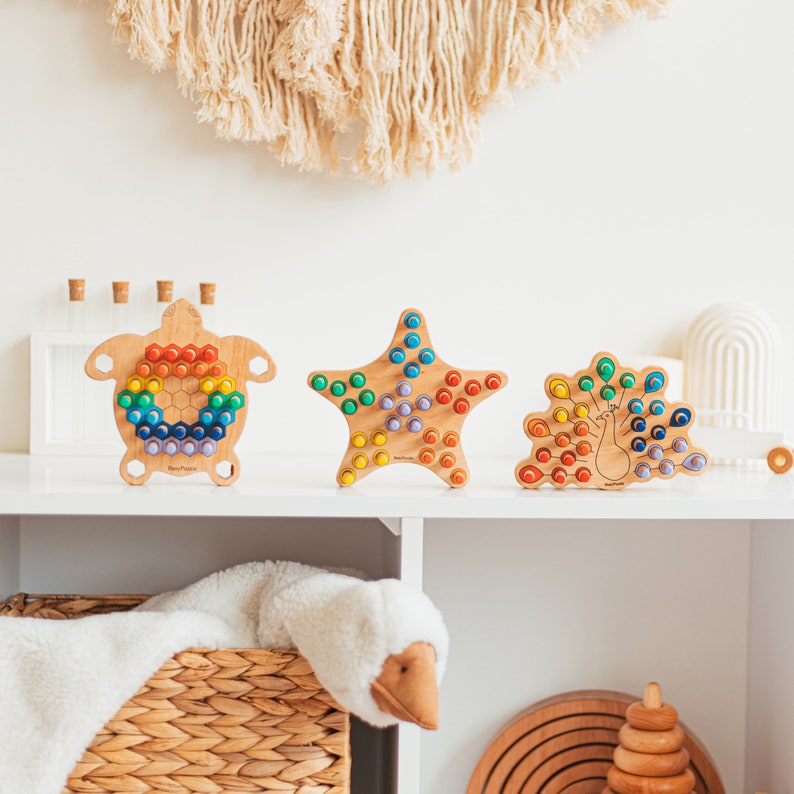 Hérisson en bois Jouets Montessori pour tout-petits Cadeau 3 ans Cadeau d'anniversaire unique pour garçon et fille Jouet à stimuler fait main Cadeau de Noël image 5