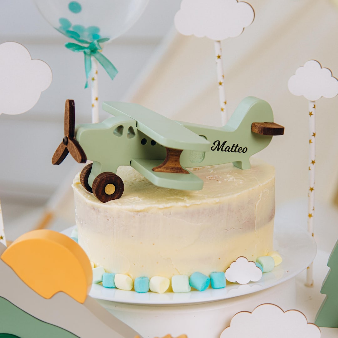 Personalized Plane Cake Topper Baby Boy Gift Unique Cake Topper