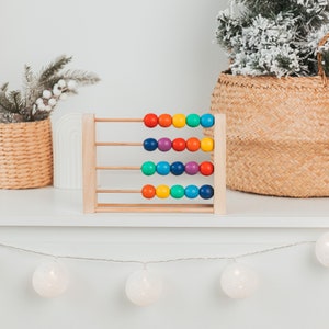 Baby Nursery Decor Khaki Ring Stacker Wooden Baby Toy Rainbow Nursery Decor Montessori Toys Pyramid Toy image 4