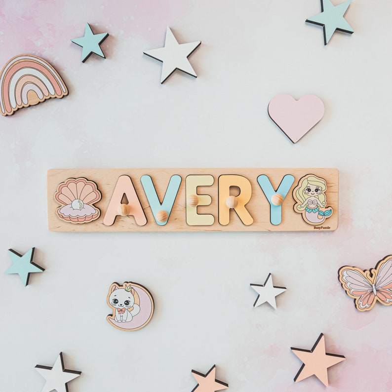 Full Name Puzzle Baby and Toddler Toys Personalized Wooden Puzzle Custom Name Baby Shower Gift Toddler Name Toys Montessori Toys image 5