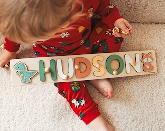 Toddler Boy Easter Gift, Personalized Name Puzzle, Dinosaur Birthday Gift, Dino Nursery, Wooden Sensory Toys, Kids Montessori Activity