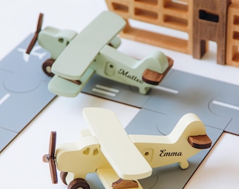 Handmade Wooden Plane Toys for 3 Years Old Kids Pretend Play Sensory Toys Birthday Gift for Toddler Kids Room Decor Baptism Boy Gift