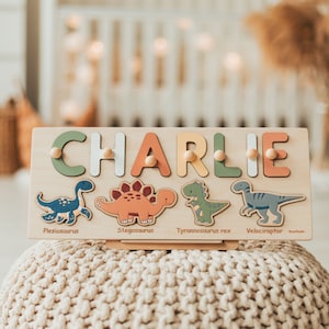 Dinosaur Name Puzzle, Baby Boy, 2 Years Old, Personalized Gift, Montessori Toy, Easter Gifts For Kids, Custom Puzzle, Dino Baby Shower image 9
