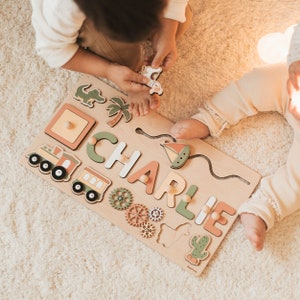 Baby Busy Board, Montessori Toys, Name Puzzle Toddler, Personalized Gifts, 2 Years Old Girl, Birthday Gifts For Kids, Sensory Board image 3