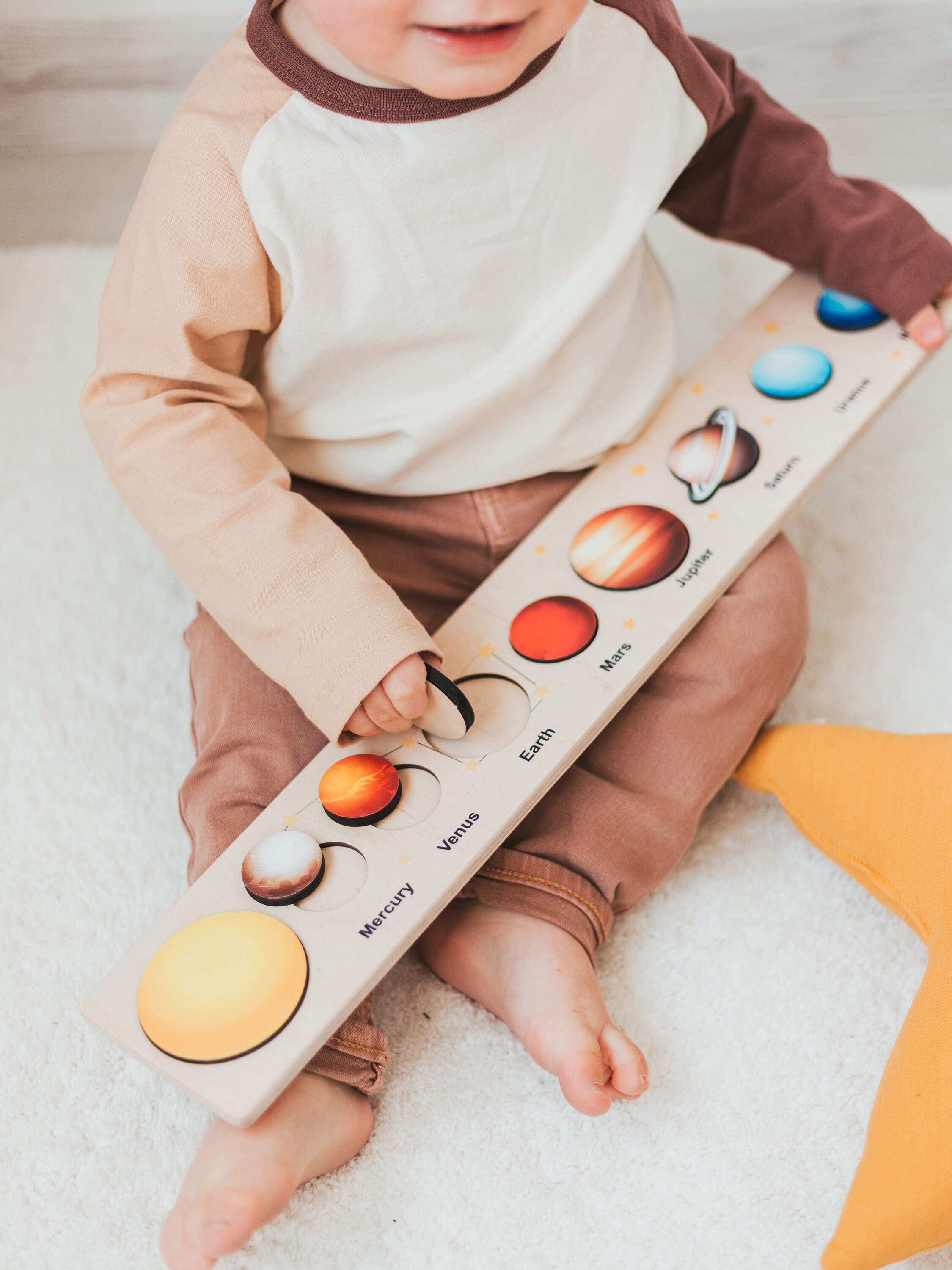 Solar System Puzzle Wooden Montessori Toy Etsy