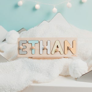 Wooden Name Puzzle by BusyPuzzle Toddler Toys Baby Girl Gifts Gift for Kids Baby First Christmas Gift Birthday Gifts image 5