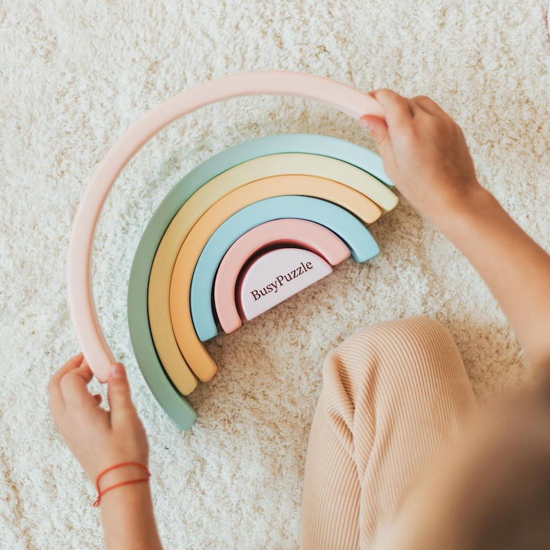 Ready to Ship, ONLY For US and Canadian Customers, Wooden Montessori Rainbow Toy Pastel Rainbow