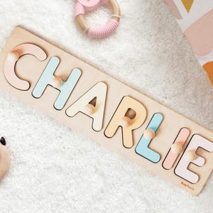 Personalized Name Puzzle With Pegs | New Baby Gifts | 1st Birthday Gift | First Birthday Baby Girl Gifts | Toddler Gift | Easter Baby Gift
