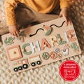 Montessori Busy Board | Personalized Birthday Gift | 1st Birthday Baby Boy Gifts Puzzle Sensory Wooden Toys First Christmas Gift for Kids product logo