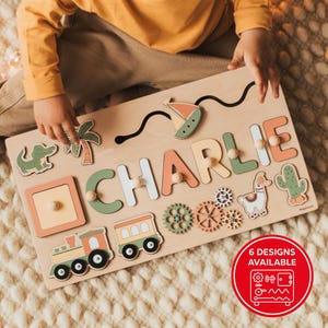 Montessori Busy Board | Personalized Birthday Gift | 1st Birthday Baby Boy Gifts Puzzle Sensory Wooden Toys First Christmas Gift for Kids