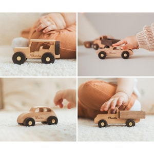 Personalized Toy Cars Set Birthday Baby Boy Gifts Wooden Toys For Kids Cars With Names Preschool Toys Handmade Eco-Friendly Toys Christmas