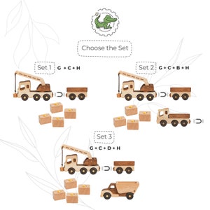 Toy Dump Truck & Crane With Magnet Blocks Cars For Boys Personalized Toy Vehicles Birthday Gift For Kids Wooden Toys Sensory Toys Fidget Toy image 10