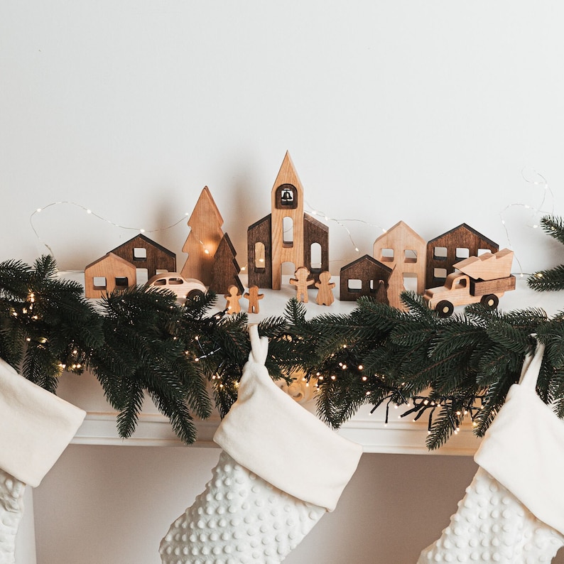 Modern Christmas Village Holiday Decor Reusable Christmas Etsy