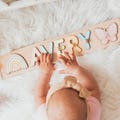 Personalized Name Puzzle with Pegs – Montessori Wooden Toy for Toddlers – Custom Baby Gift – First Birthday Present – Nursery Decor