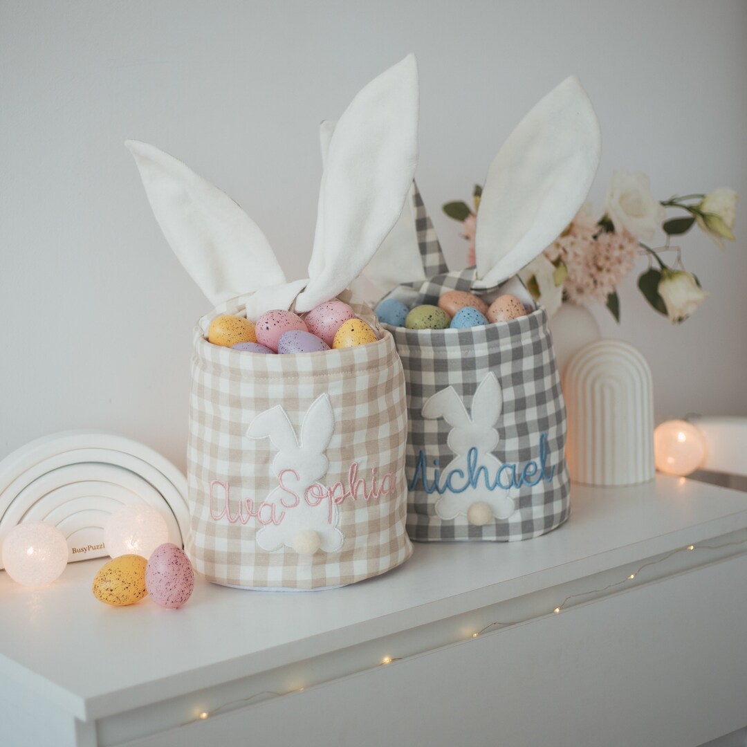 Easter Baskets for Kids, Embroidered Baby Easter Basket, Custom Basket