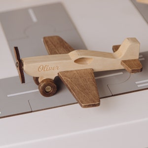 Personalized Toy Plane Airport Set Toys For Boys 2, 3 Year Old Sensory Activity Toys Wooden Toys For Toddlers Custom Wooden Plane Baby Boy
