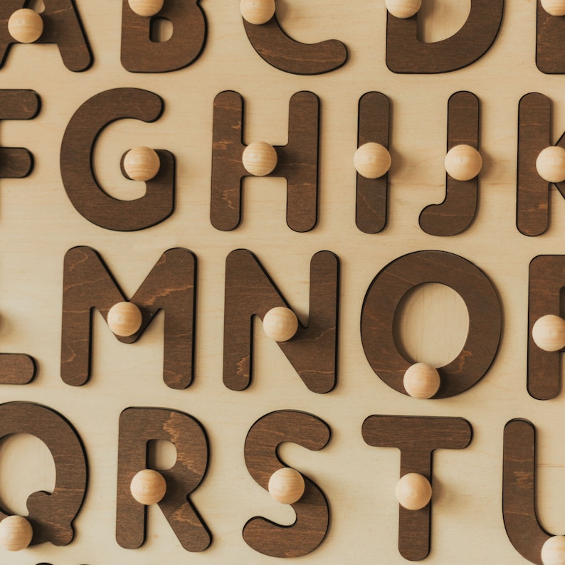 Natural Wooden Alphabet Puzzle, Easter Gifts For Kids image 5